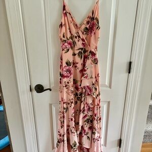 Lulu's Pink High Low Sundress V-Neck